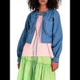 thumbnail image 3 of Chaqueta Corta para Mujer, de Moda, con Lazo Frontal, Cuello de Solapa, Larga, Abrigo Vaquero, Blusa Ligera de Otoño Azul XL, 3 of 7