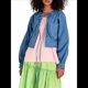 thumbnail image 3 of Chaqueta Corta para Mujer, de Moda, con Lazo Frontal, Cuello de Solapa, Larga, Abrigo Vaquero, Blusa Ligera de Otoño Azul S, 3 of 7