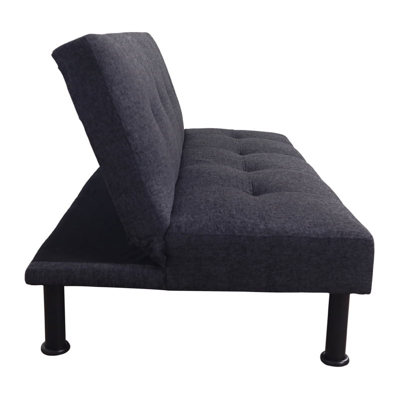 Convertible Futon Sofa Bed Linen Loveseat Adjustable Sleeper Sofa Couch for Living Room Small Apartment,Black