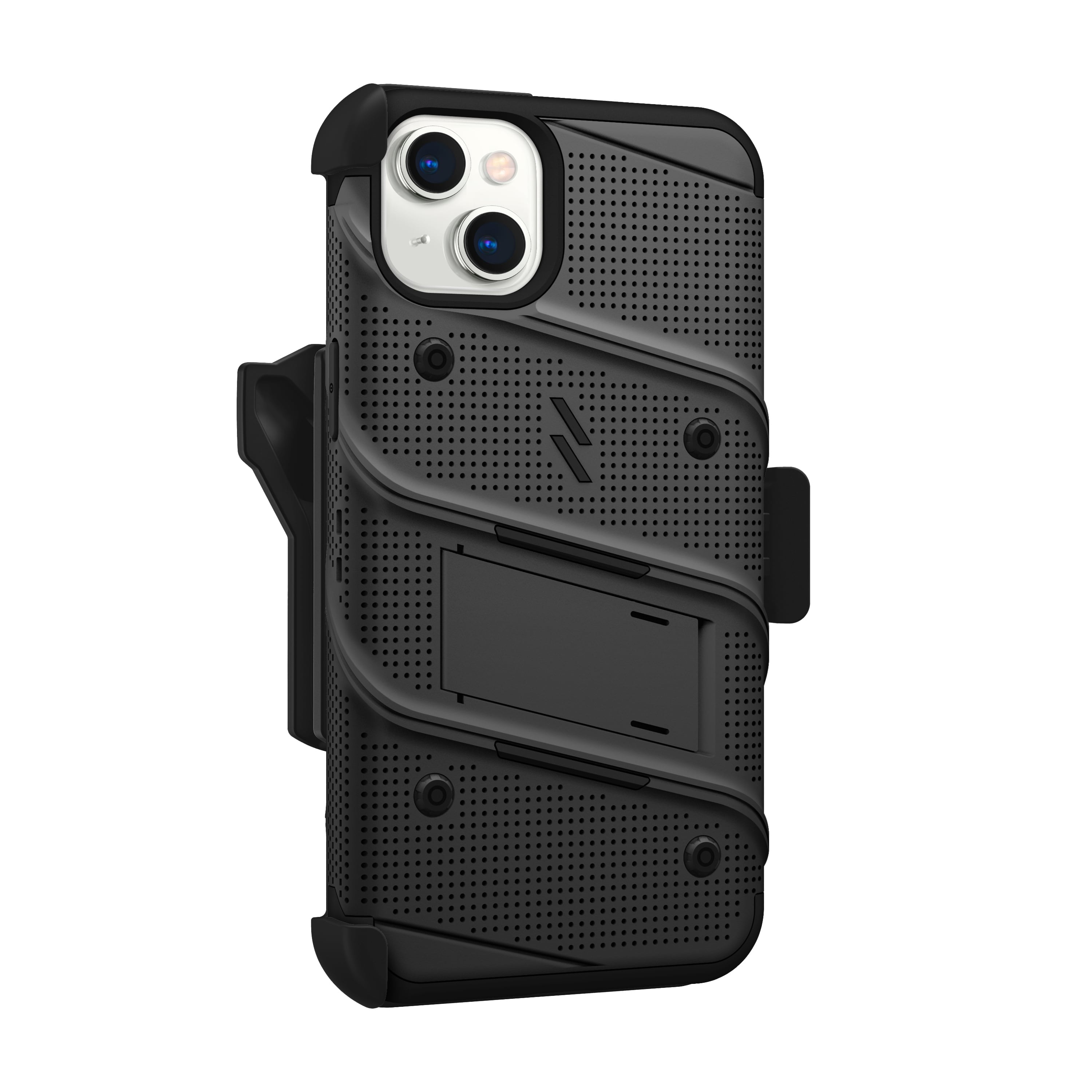 ZIZO BOLT Bundle for iPhone 14 Plus (6.7) Case with Screen Protector Kickstand Holster Lanyard - Black