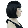 thumbnail image 6 of Short Bob Wig with Flat Bangs for Lady Women, Straight Synthenic Wigs for Cosplay Daily Party, 8 inch, Natural Black, 6 of 10