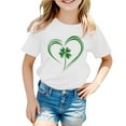 thumbnail image 4 of ibiyuan St Patricks Day Girls Shirts Size 10 Shamrock Clover Print Casual Short Sleeve Green Little Girl Shirts Crewneck Irish Tees Summer Clothes,8-9 Years, 4 of 4