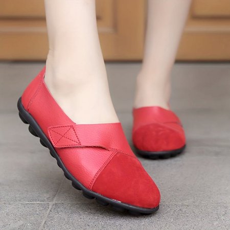 

Women s Comfy Casual Faux Slip-on Loafers - Leather Flats with Round Toe