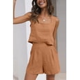 thumbnail image 3 of EASYBRAUS Women Linen Blend Sleeveless Vest and Shorts Set Summer 2025 Casual 2 Piece Outfit S-XXL, 3 of 5