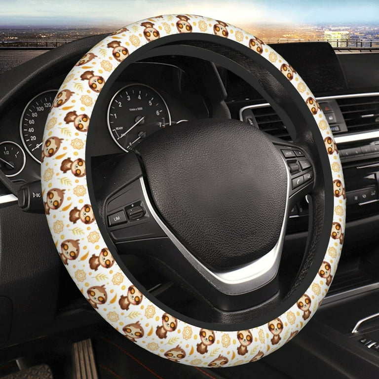 Haiem Sloth Yoga Print Steering Wheel Cover 15 Inches for Women Men Neoprene Anti Slip Steering Wheel Grip Wrap Car Accessories Protective Case Cover