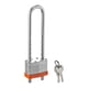 thumbnail image 1 of Candado con llave Wulalack Candado con llave de acero laminado resistente de 2 pulgadas de ancho con grillete ajustable Candado con grillete largo y 2 llaves, 1 of 6