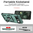 thumbnail image 3 of Heavy Duty Armor Case for Google Pixel 7 Pro, Rugged PC Soft TPU Military Grade Shockproof Metal Magnetic Plate Car Mount Shockproof Cover with Camera Lens Sliding Ring Holder Kickstand Case,Darkgreen, 3 of 8
