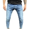 Men's New Tight-fitting Straight Hip-hop Stretch Motorcycle Denim Trousers