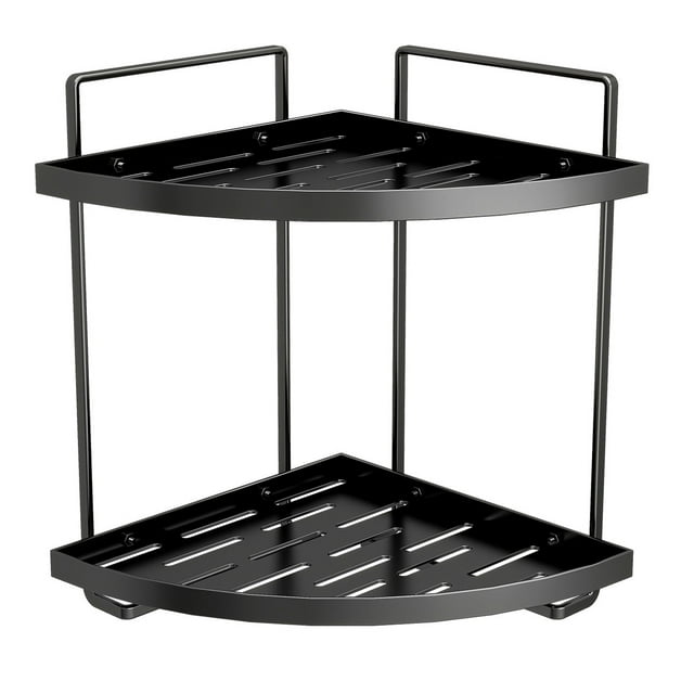 Black Corner Bathroom Organizer Countertop Tier Shelf Vanity Perfume Storage Rack For Makeup Cosmetics Display Black Stainless Steel 11.22 X 8.26 X 8.26 Inches