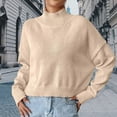 thumbnail image 2 of VISALY Turtleneck Sweatshirt Crochet Sweaters Turtleneck Sweater Oversized Long Sleeve Knitted Pullover Fall Winter Trendy Basic Crop Sweaters Hoodies Pullover Solid Sweatshirt Sweatshirt Beige L, 2 of 4