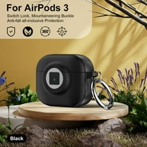 Dteck for AirPods 3rd Generation 2019 Case with Secure Lock, Compatible with Wireless Charging, Full Drop Protection for AirPods 3 with Keychain,Black