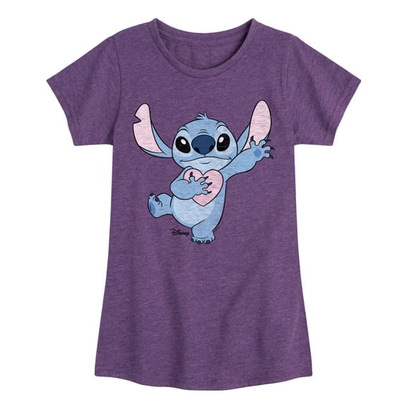 Disney - Lilo & Stitch - Stitch Hearts You - Toddler & Youth Girls Short Sleeve Graphic T-Shirt