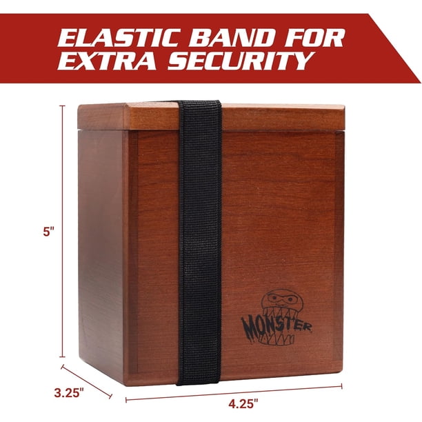 Monster Wooden Deck Box w Strong Magnetic Lid & Security Band- Premium Holds 150 Sleeved Cards- Compatible w Yugioh Commander Magic the Gathering, Sports Card, All Trading Card Games, Gift - Walmart Monster Wooden Deck Box w Strong Magnetic Lid & Security Band- Premium Holds 150 Sleeved Cards- Compatible w Yugioh Commander Magic the Gathering, Sports Card, All Trading Card Games, Gift - Walmart