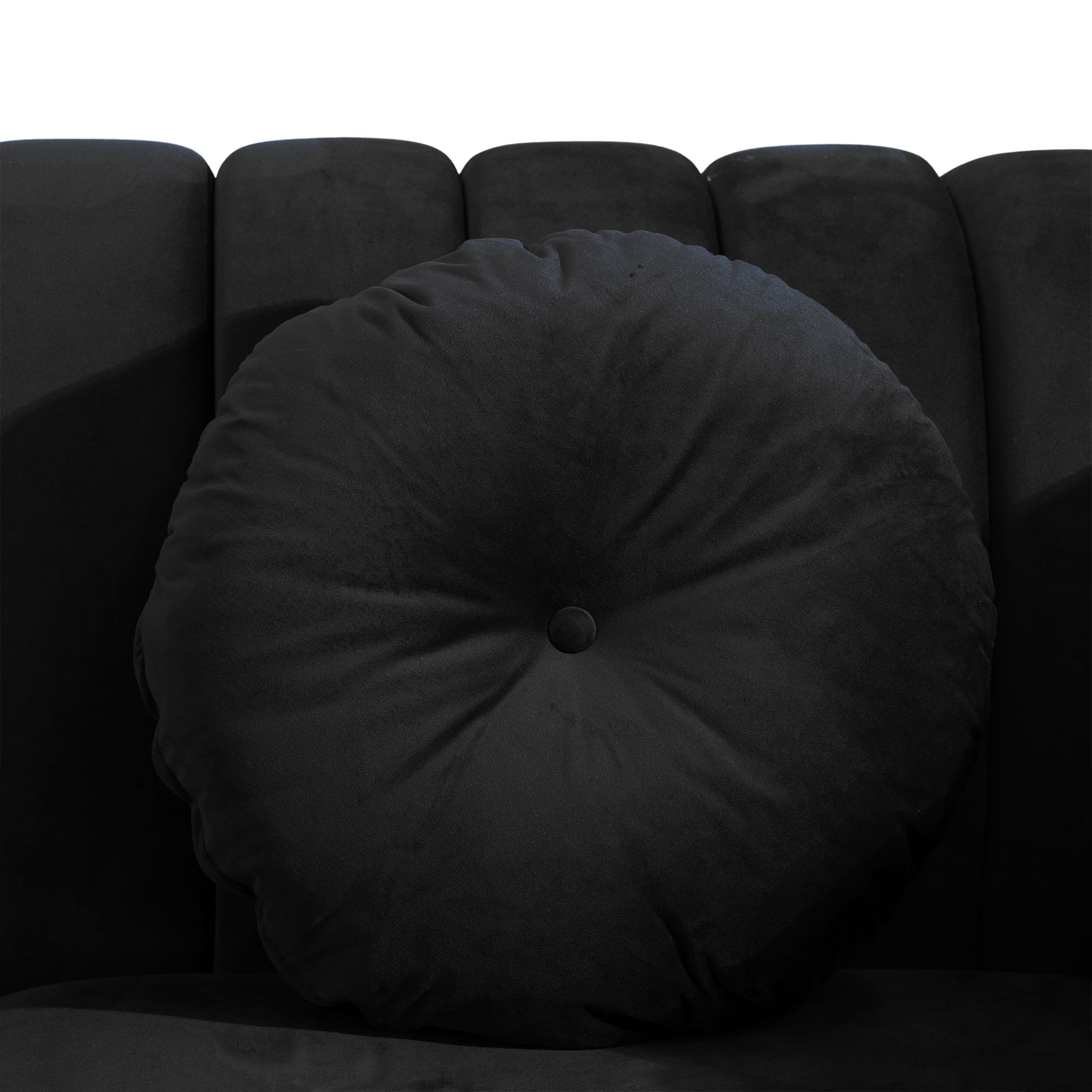 Aukfa 75" Comfy Flannel Sofa, Contemporary 3-Seater Couch for Living Room, 2 Pillows, Black