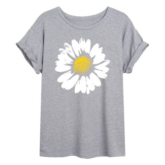 Instant Message - Big Daisy - Juniors Oversized Graphic T-shirt