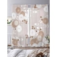 thumbnail image 3 of Brown White Floral Sheer Curtains 84 Inch Length 2 Panels for Living Room, Spring Botanical Leaves Farmhouse Voile Kitchen Curtain Set, Luxury Privacy Drapes Window Treatment for Bedroom, 3 of 7