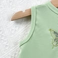 thumbnail image 4 of Einccm Girls' Sleeveless Butterfly Embroidered Crop Tank - Slim Ribbed Round-Neck Spring/Summer Top Ages 0-12, Breathable Layering for School & Play, 4 of 7