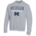 thumbnail image 2 of Men's Champion Heather Gray Michigan Wolverines Stack Logo Volleyball Powerblend Pullover Sweatshirt, 2 of 3