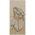 thumbnail image 2 of Katsukawa Shunjō 10x18 Black Ornate Wood Framed Double Matted Museum Art Print Titled - Ichikawa Monnosuke II Standing Beside a Stone Box (C. 1780), 2 of 5