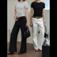 thumbnail image 4 of Camisetas de Algodón para Mujer, Cuello Redondo, Corta, Básicas, Informales, de Verano, Color Gris, Talla M, 4 of 9