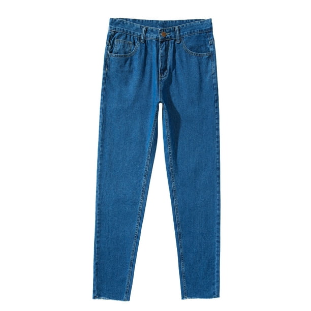 Faithtur Men Fashion Jeans Middle-Waist Loose Fit Denim Pants with Pockets