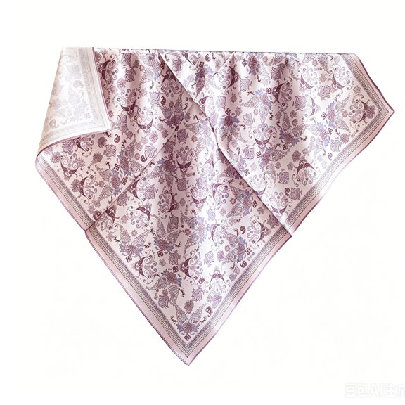UJNDER Women's Elegant Floral Print Silk-like Scarf Lightweight Sun Shield Soft Satin Wrap for Adult Beach and Daily Wear Scarf for Women,Pink,One Size