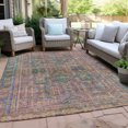 thumbnail image 5 of HomeRoots 625913 5 x 8 ft. Orange & Teal Blue Geometric Washable Transitional Indoor & Outdoor Rectangle Area Rug, 5 of 9