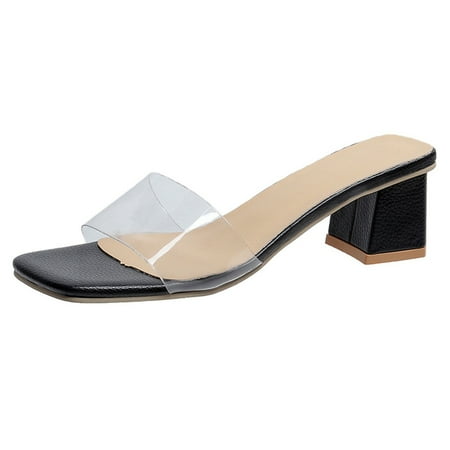 

zuwimk Wedge Sandals Womens Casual Summer Flat Sandals Square Open Toe Braided Slide Slippers Slip-On Comfortable Dress Sandals with Low Heel Black