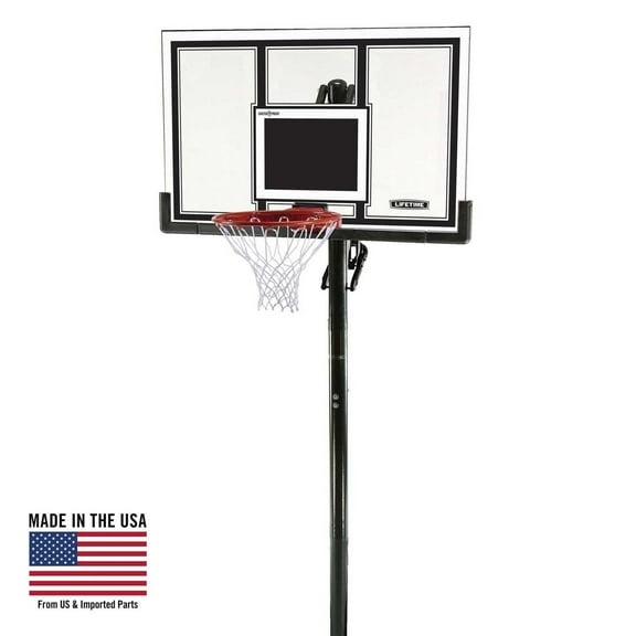 Lifetime 54-Inch Shatterproof Inground Basketball Hoop with Power Lift Adjustment & Slam-It Pro Rim – Model 71525-Outdoor Play