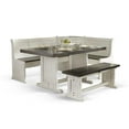 thumbnail image 3 of Pemberly Row Farmhouse Wood Breakfast Nook Set in Off White Dark Brown, 3 of 14