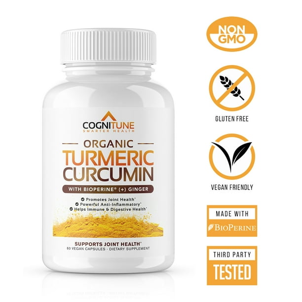 Organic Turmeric Curcumin (95 Curcuminoids)+Ginger & Bioperine; Potent