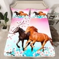thumbnail image 2 of Horse Sheet Set King Cherry Blossom Galloping Horses Bedding Set Women Soft and Cozy Pink Floral Farmhouse Bed Sheets Set Bedroom 3D Wild Animal Decor Microfiber Bed Set, 2 of 6