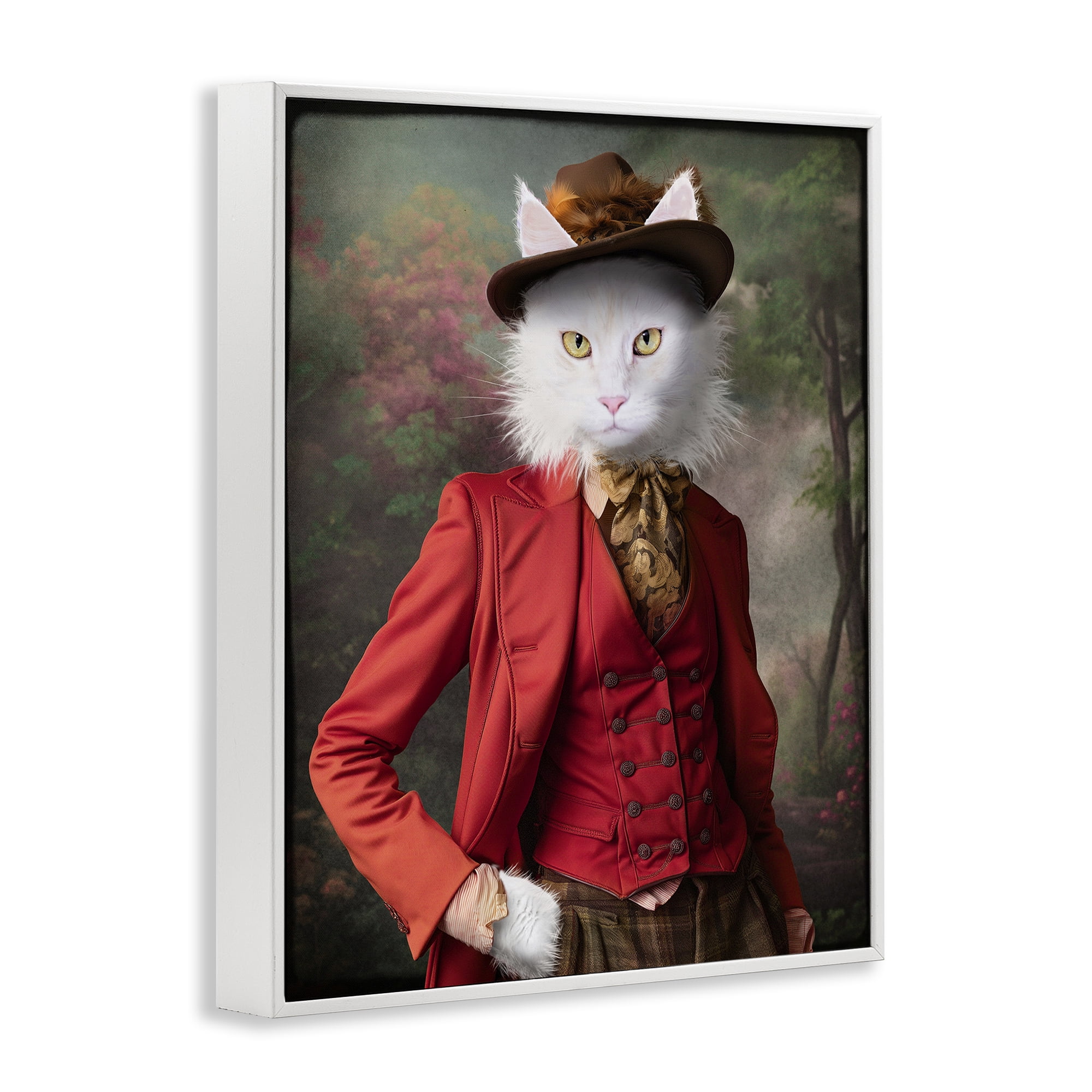 Stupell Industries Colonial Classic Cat Portrait Animals & Insects Painting White Framed Art Print Wall Art, 16 x 20