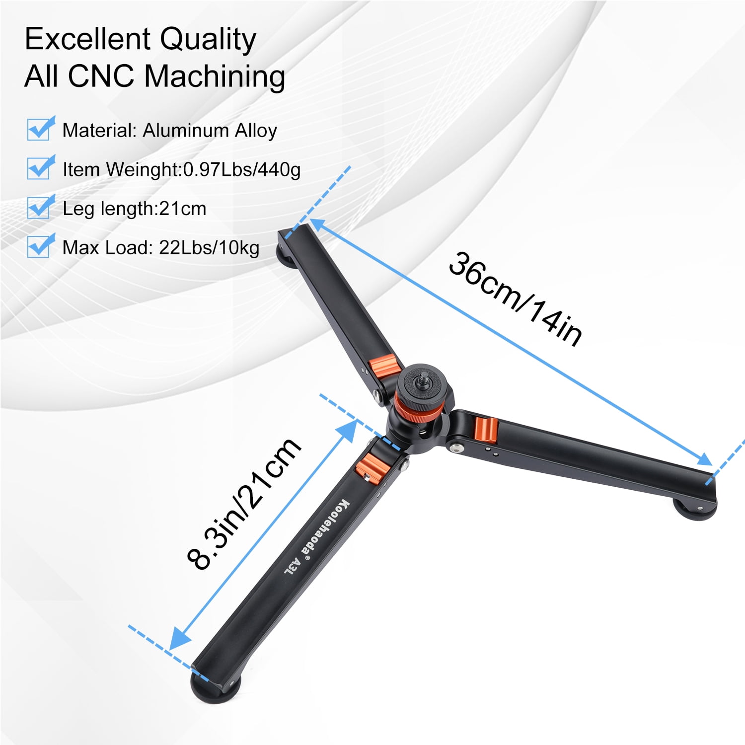 Koolehaoda Mini Tripod Base for Monopods, Aluminum Desktop Tripod with Three Feet Universal 3 Leg Support with 1/4"- 3/8" Screw Mount for DSLR Camera Monopod Unipod Photography Stick Ball Head