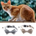 thumbnail image 3 of Flmtop Pet Collar Bow Knot Design Bell Design Removable Medium Cats Collar for Travel Brown, 3 of 9