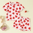 thumbnail image 2 of XZNPDUCQ Toddler Girls Clothes Embroidered Print T-Shirt and Striped Shorts 2 Piece Outfit Set Casual Elastic Shorts 2Pcs Summer 2Pcs T Shorts Set Dailywear Pink，12-18 Months, 2 of 9