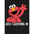 thumbnail image 2 of Sesame Street Elmo Just Checking In Crew Neck Short Sleeve Men's Black T-shirt-L, 2 of 4