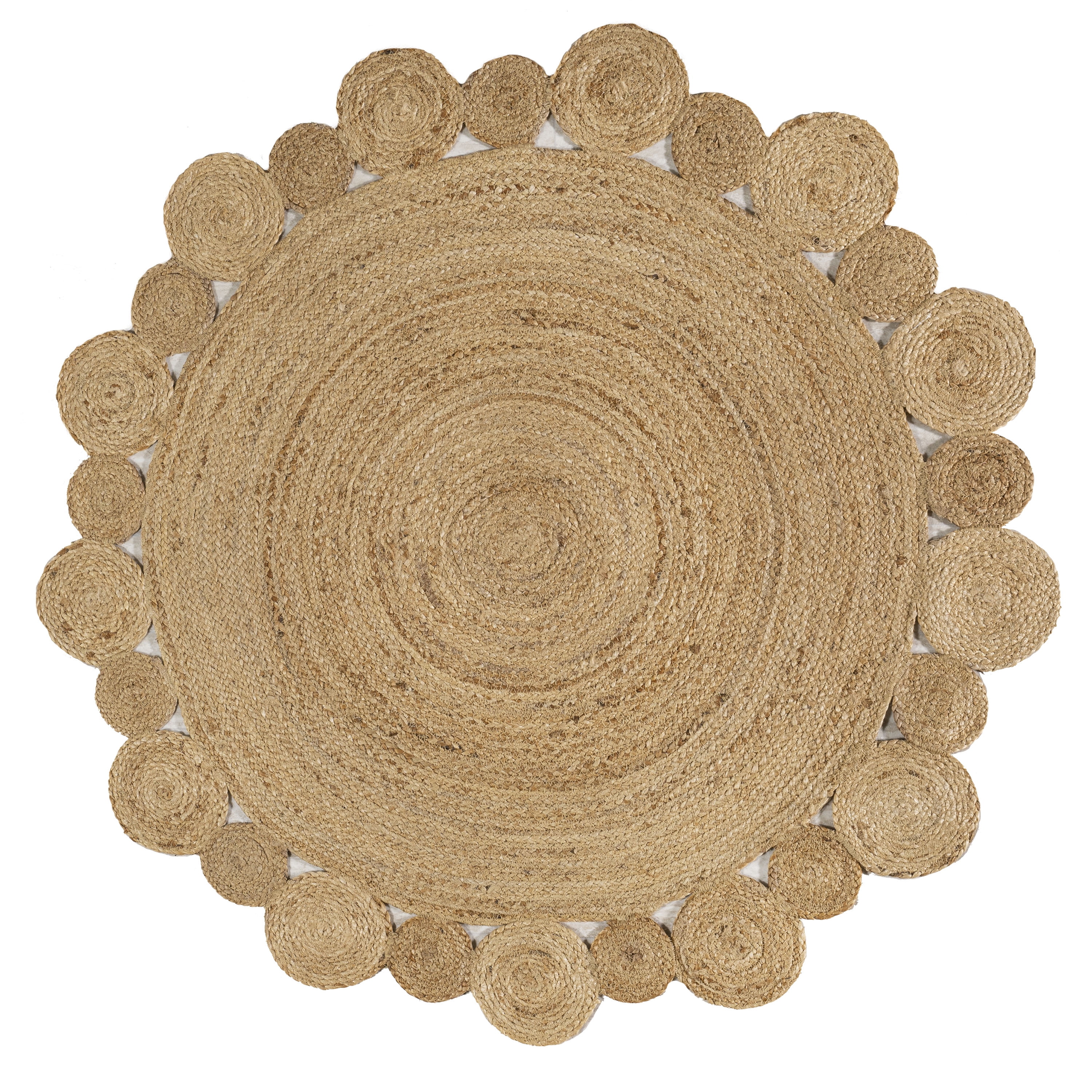 JONATHAN Y ANSA 6' Round Area Rug, Eden Jute Hippie Circle - Natural, RNF102A-6R