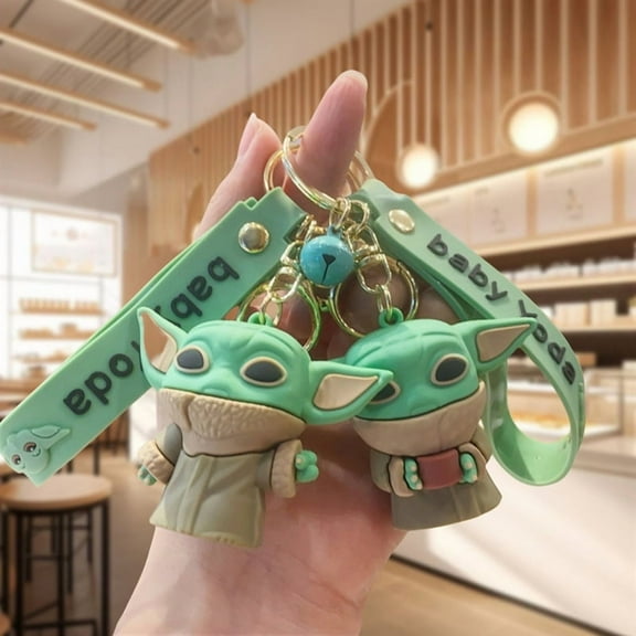 2Pcs Baby Yoda Cartoon Theme 3D Silicone Charm， Cartoon Keychain ，Bag Pendant Accessories.