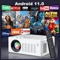 thumbnail image 1 of Proyector con WiFi y Bluetooth 5.2, compatible con Android 4K 1080P con HDMI para Cine en Casa, Copa del Mundo, Dormitorio y Exteriores, 1 of 7