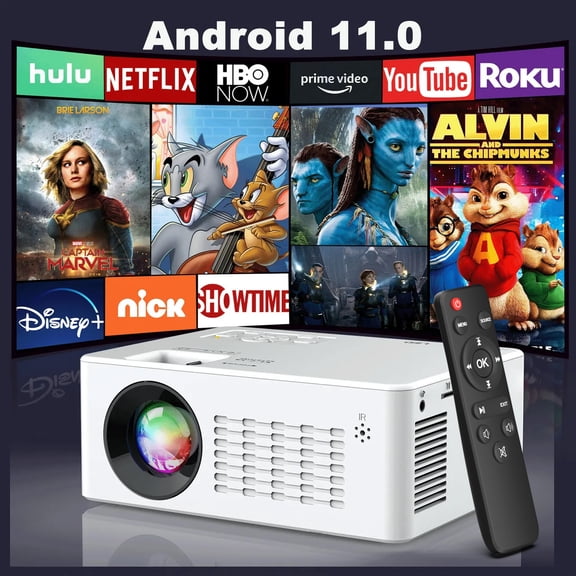 Proyector con WiFi y Bluetooth 5.2, compatible con Android 4K 1080P con HDMI para Cine en Casa, Copa del Mundo, Dormitorio y Exteriores
