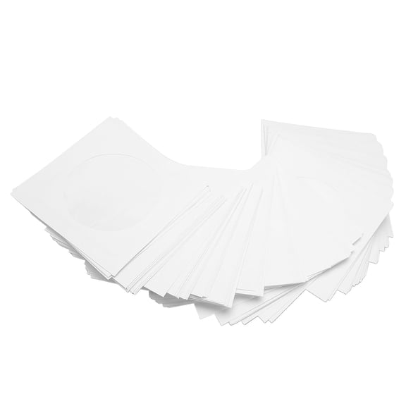 Falleo Clearance 100 Pack CD DVD Sleeves Envelopes Thick Reusable Dustproof Disc Sleeves with Flap Clear Window for 8cm Disc