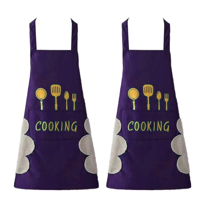 Delantal a rayas para el hogar, limpiaparabrisas de cocina con cuchillo y tenedor impreso, delantal grueso impermeable y a prueba de aceite, 2 uds.