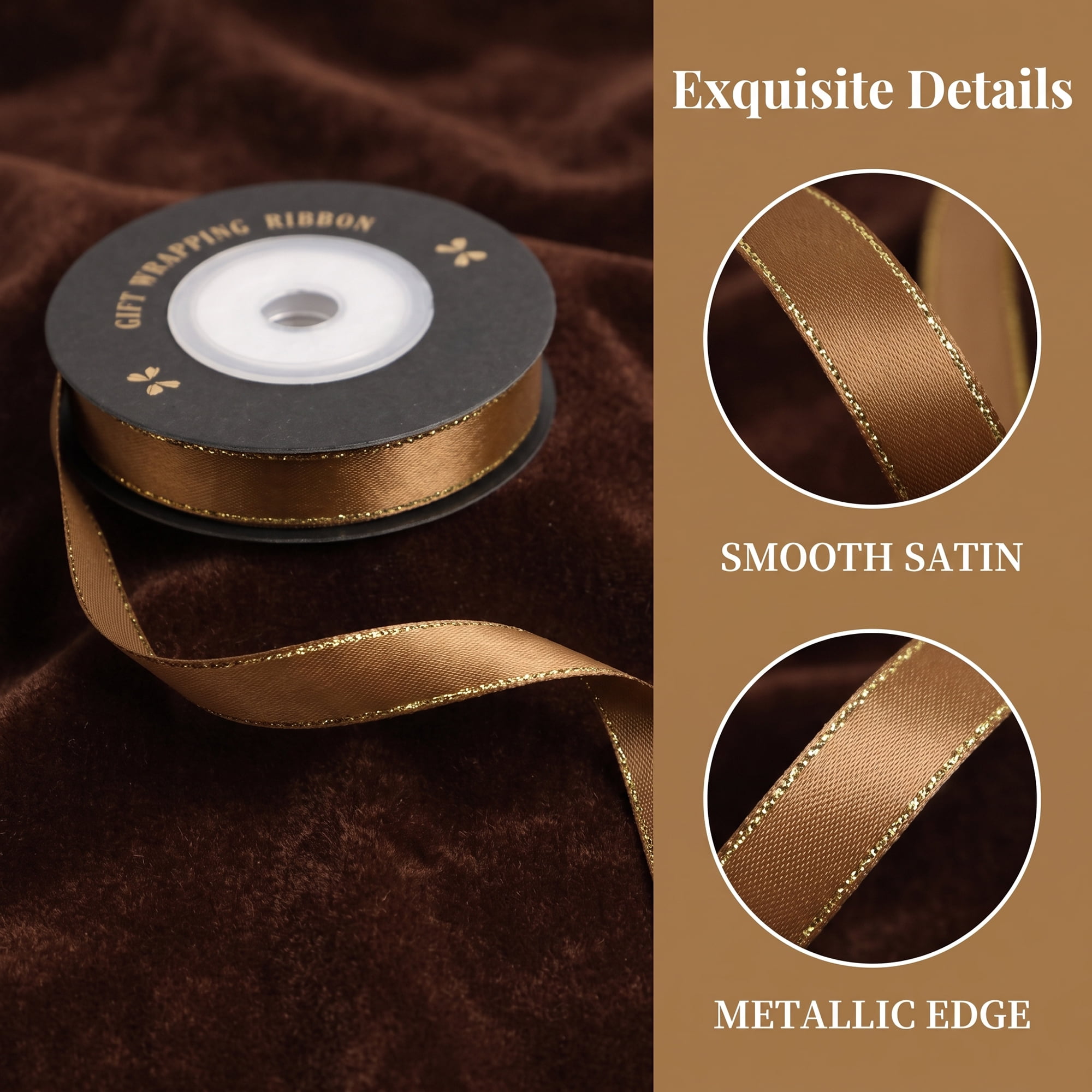 Unique Bargains Elegant Fabric Ribbon for Gift Wrapping and Crafting Projects Khaki