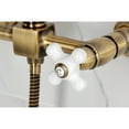 thumbnail image 4 of Kingston Brass KS2443PXBS Heritage Double-Handle Wall-Mount Bridge Kitchen Faucet with Brass Sprayer, Antique Brass, 4 of 7