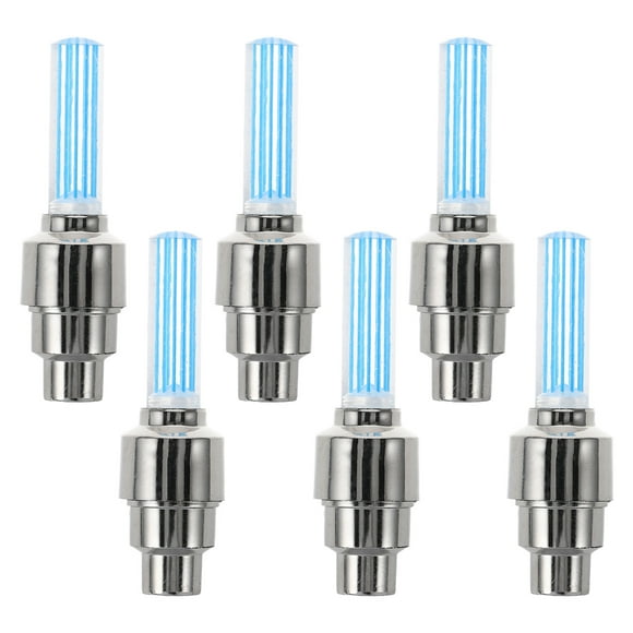 BRIGHTFUFU 6pcs Siete colores Luz de bicicleta LED Luces de rueda Llanta Llanta Tapa de válvula Neón Ciclismo Car Caps Firefly Spoke Flash Light Lámpara (Azul)