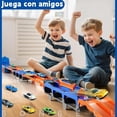 thumbnail image 2 of Dinosaurios Juguetes para Niños, Camión de Juguete Dinosaurio,Pista Carros con 12 Coches, Vehículos Transformable y Plegable,Carritos Dinosaurios,Regalo NiñOs 3+ Años,Azul, 2 of 8