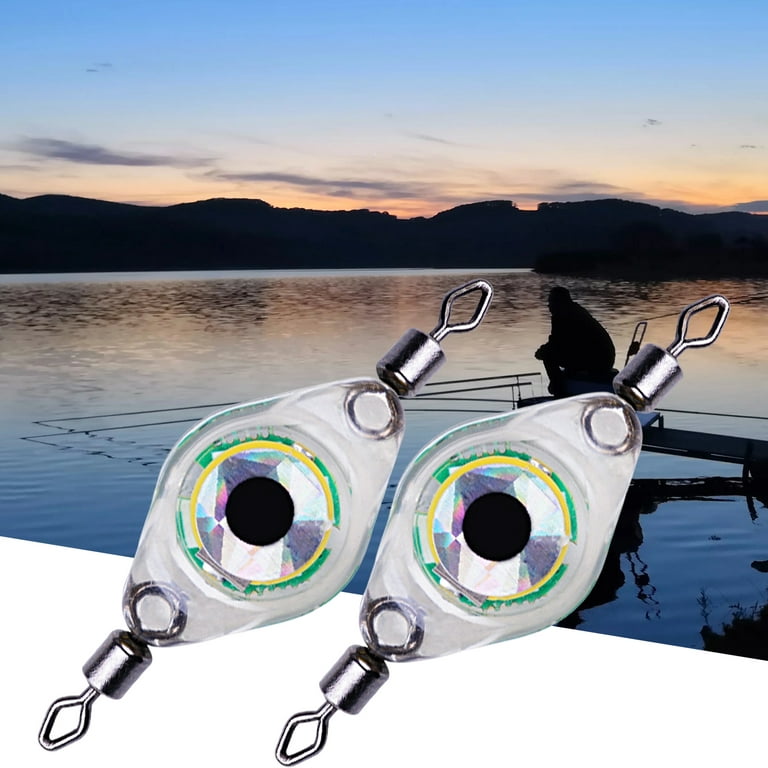 UDIYO 2Pcs Fishing Lure Lamps Waterproof Fisheye Shape Attract Fish Acrylic  LED Lure Attractant Button Fish Gathering Lights for Outdoor Fishing
