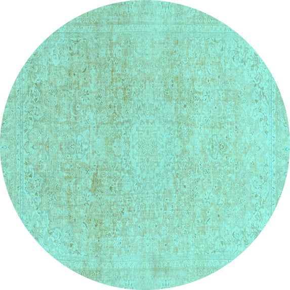 Ahgly Company Indoor Round Abstract Light Blue Modern Area Rugs, 7' Round