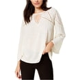 thumbnail image 1 of Lucky Brand Blusa de punto con manga de ángel para mujer, color blanco roto, extragrande Lucky Brand Tejer, 1 of 2
